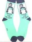 Socks - Star Wars - Mandalorian and Grogu Where I Go He Goes Crew Socks (1 Pair)
