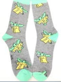 Socks - Star Wars - Grogu Pattern Grey Mint Crew Socks (1 Pair)