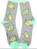 Socks - Star Wars - Grogu Pattern Grey Mint Crew Socks (1 Pair)