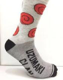 Socks - Naruto - Uzumaki Clan Symbol Red Spiral Pattern Grey Crew Socks (1 Pair)