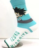Socks - My Hero Academia - Izuku Midoriya Chibi Teal Stripe Crew Socks (1 Pair)