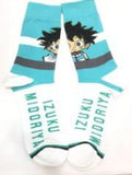 Socks - My Hero Academia - Izuku Midoriya Chibi Teal Stripe Crew Socks (1 Pair)