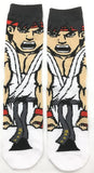 Socks - Street Fighter - Ryu Action Pose Black Cuff Crew Socks (1 Pair)