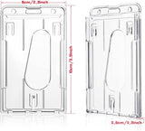 ID Card Badge Holder - Clear Hard Plastic Dual-Sided Vertical