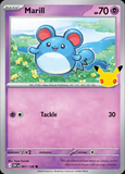 Card Keychain - Pokémon - Marill basic 30th Anniversary 067/128