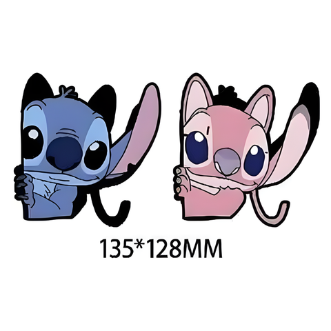 3D Lenticular Sticker - Disney - Stitch & Angel Peeking Playfully