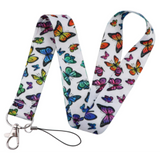 Lanyard - Colorful Butterflies on White