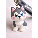 3D PVC Figure Keychain - Pets - Chibi Husky Puppy Sitting