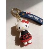 3D PVC Figure Keychain - Hello Kitty - Kitty Black Dress Red Bows