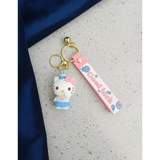 3D PVC Figure Keychain - Hello Kitty - Blue Skirt Outfit