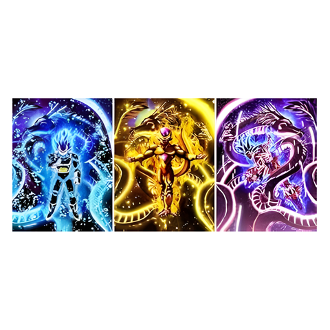 3D Lenticular Poster 12"x16" - Dragon Ball Z - Vegeta Blue, Golden Frieza & Goku Ultra Instinct with Shenron