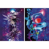 3D Lenticular Poster 12x16 - Psychedelic Art - Cannabis Plant, Astronaut with Bong