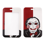ID Card Badge Holder - Saw - Jigsaw / Billy the Puppet Face Close-Up Red White Split
