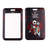 ID Card Badge Holder - The Nightmare Before Christmas - Jack and Sally Red Heart, Title Top