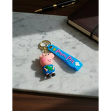 3D PVC Figure Keychain - Peppa Pig - George Pig Holding Dinosaur