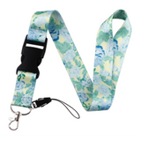 Lanyard - Light Yellow with Blue and Green Roses