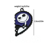 Bracelet Charm - The Nightmare Before Christmas - Jack Skellington half-face heart charm