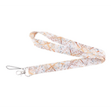 Lanyard - White and Gold Marble Pattern