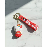 3D PVC Figure Keychain - Hello Kitty - Red Floral Dress