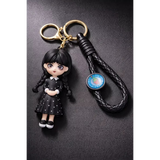 3D PVC Figure Keychain - Familia Addams Adams - Wednesday Polka Dot Dress