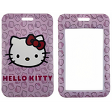 ID Card Badge Holder - Sanrio - Hello Kitty Head On Pink Pattern