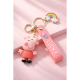 3D PVC Figure Keychain - Peppa Pig - Carrot On Head