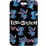 ID Card Badge Holder - Lilo & Stitch - Stitch Posing With Hearts On Black