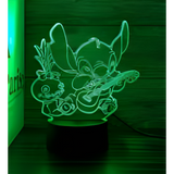 3D LED Night Light - Lilo & Stitch - Stitch sitting and playing ukulele with Scrump