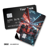 Credit Card Skin Sticker - Formula 1 - Red Race Car Confetti Celebration - Holographic