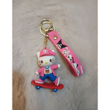 3D PVC Figure Keychain - Hello Kitty - Skateboarder