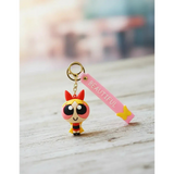 3D PVC Figure Keychain - Powerpuff Girls - Blossom Pink Outfit With Beautiful Strap