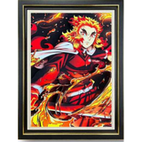 3D Light Frame - Demon Slayer - Flame Hashira Rengoku Amid Fire, Red-yellow Hair
