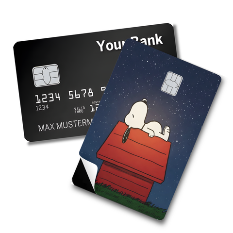 Credit Card Skin Sticker - Peanuts - Snoopy Stargazing on Red Doghouse Design