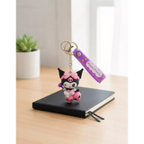 3D PVC Figure Keychain - Kuromi - Winking Pink Bow Heart