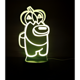 3D LED Night Light - Among Us - Character with pumpkin hat