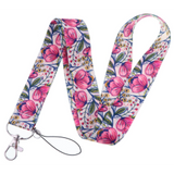 Lanyard - Pink Peonies and Green Leaves