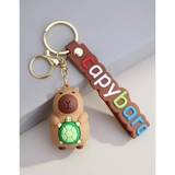 3D PVC Figure Keychain - Capybara - Holding Turtle