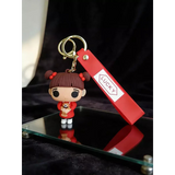 3D PVC Figure Keychain - Monsters Inc - Boo Holding Mike Toy