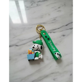 3D PVC Figure Keychain - Peanuts - Snoopy In Green Uniform With Cart