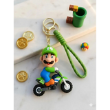 3D PVC Figure Keychain - Mario Luigi - Luigi Riding Motorcycle