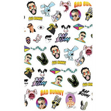 ID Card Badge Holder - Bad Bunny - Collage Of Faces And Logos