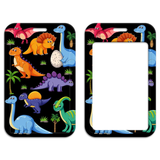 ID Card Badge Holder - Cartoon Dinosaurs with Palm Trees and Eggs