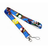 Lanyard - Super Mario Bros. - Mario & Luigi Mushrooms Question Blocks Blue Game Scene