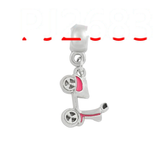 Bracelet Charm - Barbie - pink scooter moped charm