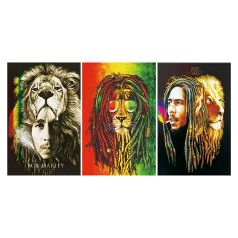 3D Lenticular Poster 12"x16" - Bob Marley - Reggae Lion Art with Rasta Colors