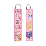 Sailor Moon Usagi, Luna & Artemis (Transformation & Star Pattern) embroidery keychain