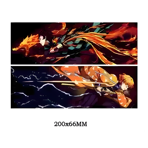 3D Lenticular Sticker - Demon Slayer - Tanjiro Kamado with Flame Breathing & Zenitsu Agatsuma with Thunder Breathing