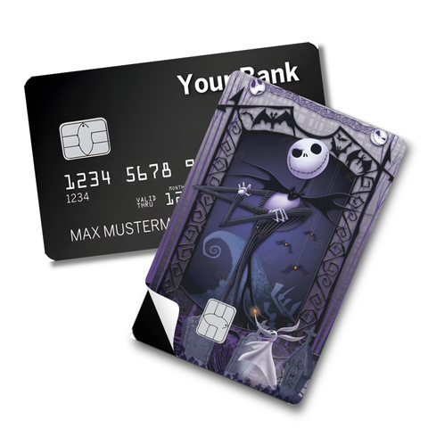 Credit Card Skin Sticker - The Nightmare Before Christmas - Jack Skellington with Zero (Gothic Frame Design)