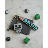 3D PVC Figure Keychain - Minecraft - Skeleton With Logo Strap