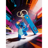 3D PVC Figure Keychain - Lilo & Stitch - Stitch Holding Toothbrush